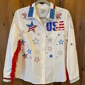 Patriotic Button Down with Fringe